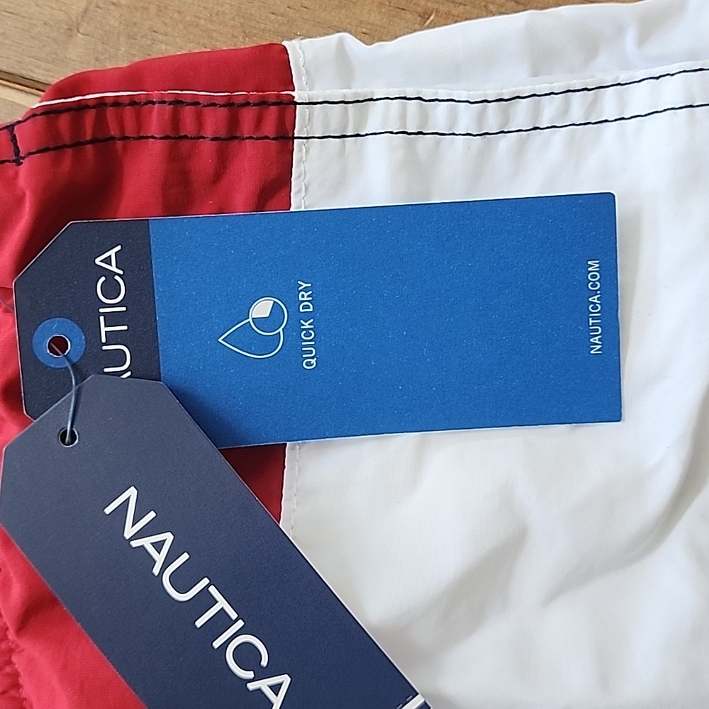 Nautica Men's Swim Trunks - Red, White, & Blue - Picture 7 of 9